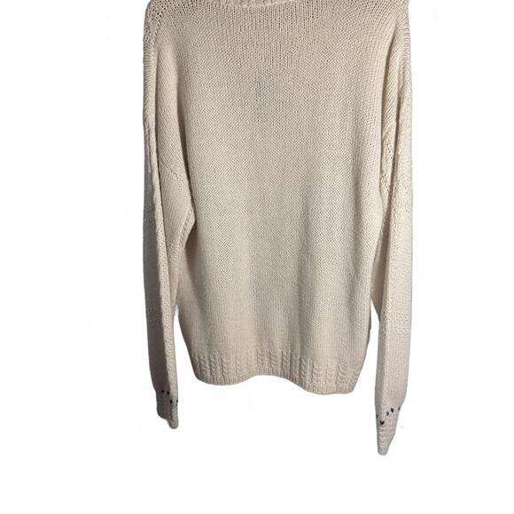 Vintage Country Suburbans Hand Knit Wool Blend Sweater /Blue Floral Pattern M - Picture 8 of 9